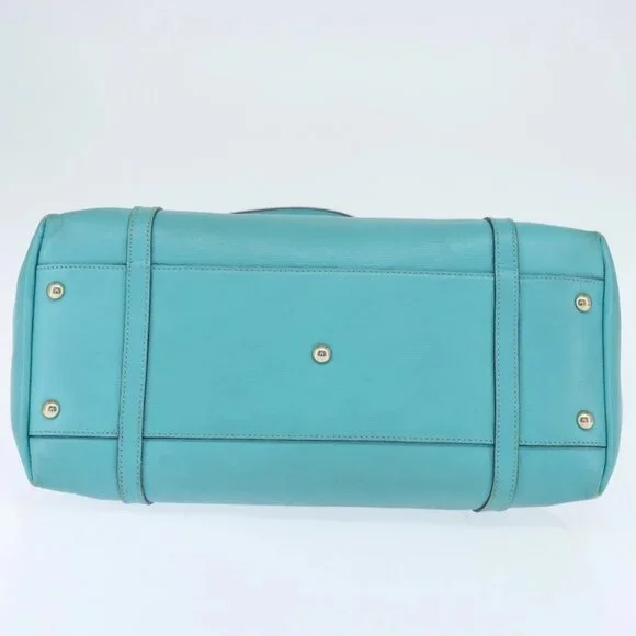 GUCCI Hand Bag Leather 2way Turquoise Blue Gold 309614 Auth 149064 - Picture 5 of 16